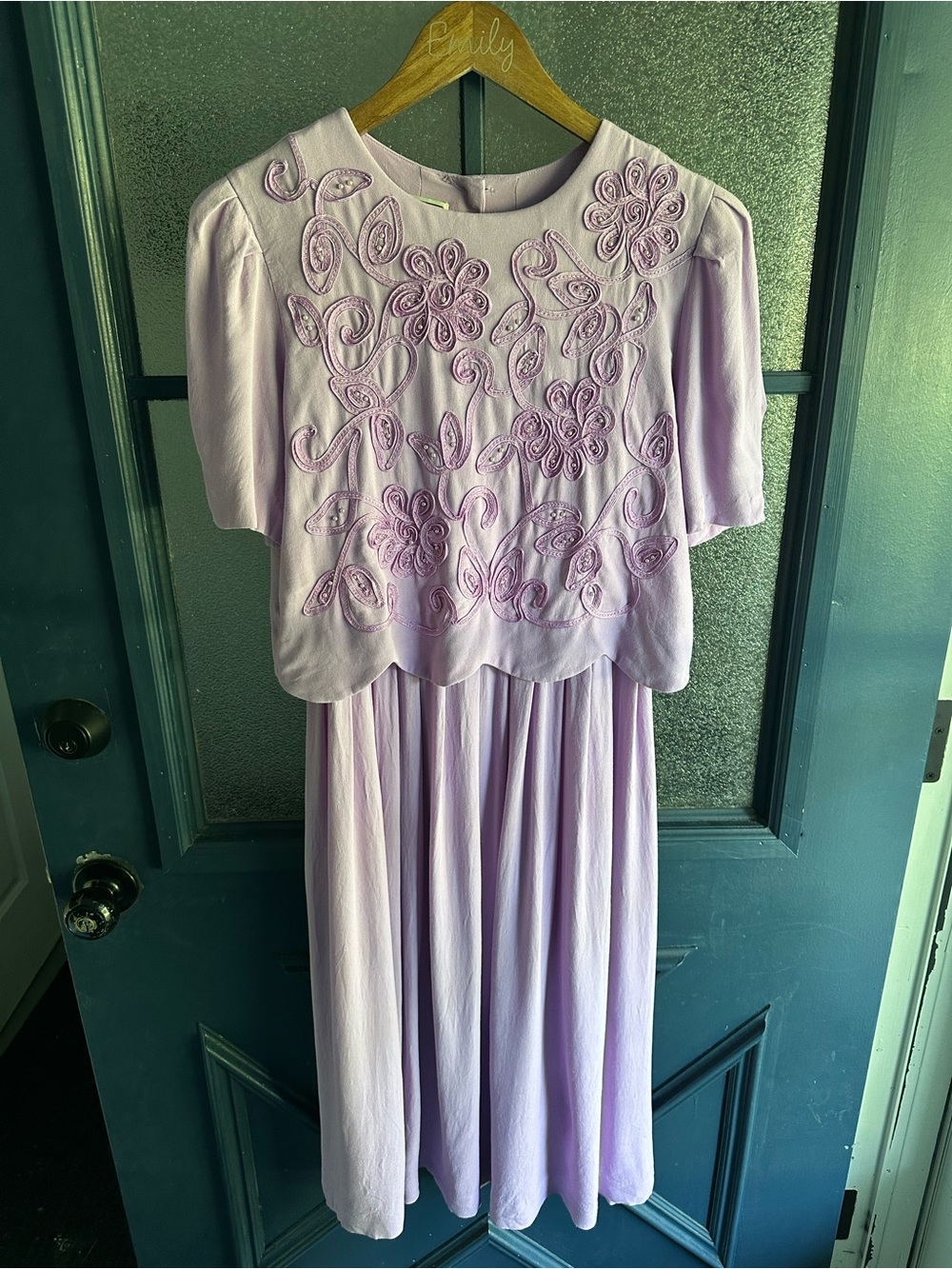 Vintage karin stevens Lavender Embroidered Dress